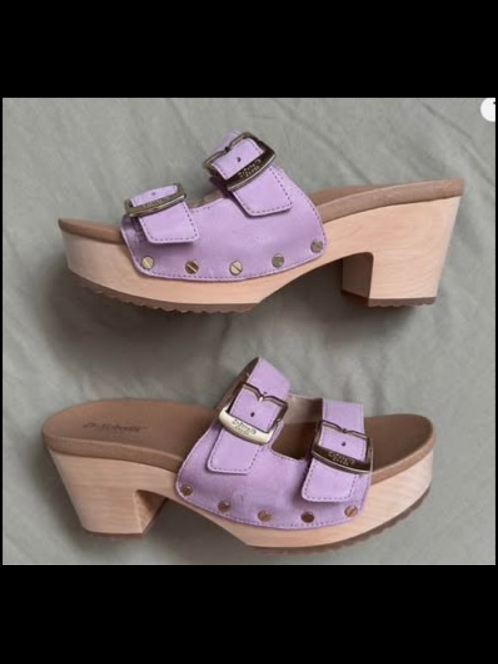Dr. Scholl's Lavender Double-Buckle Wooden Clogs